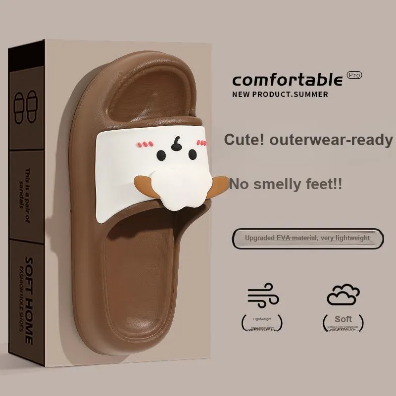Foot Recreation Summer Comfortable Soft Noise Reducing Cute Lamb Slippers, Home Slippers, Couple Same Style-2