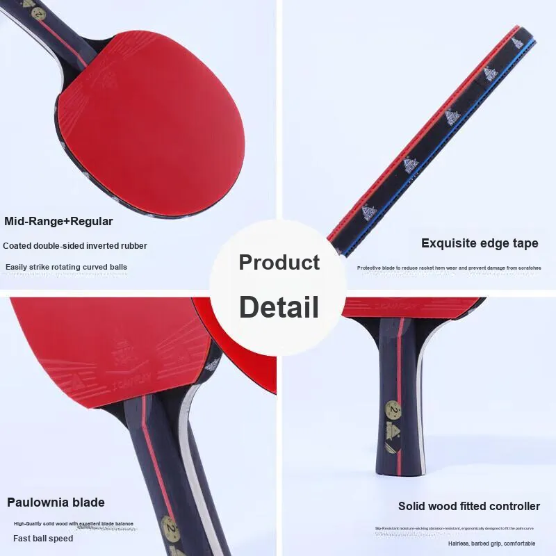 PEAK Ping Pong Paddles Unisex Seven Layer Solid Wood EVC Sponge Red-8