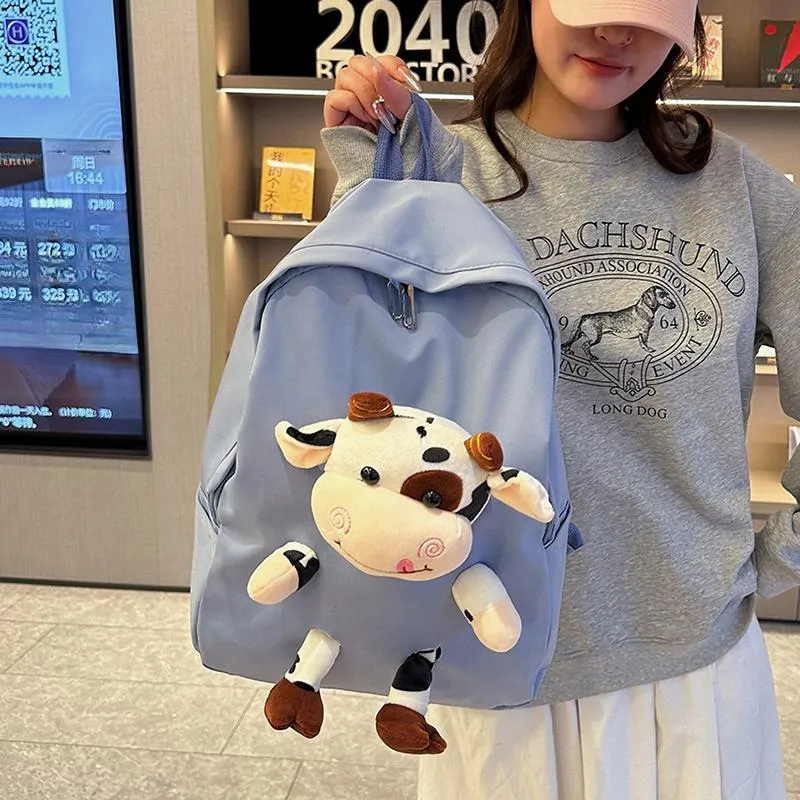 URBAN FOREST Nylon Backpack Unisex Blue/Pink/Black/White/Cow Color-3