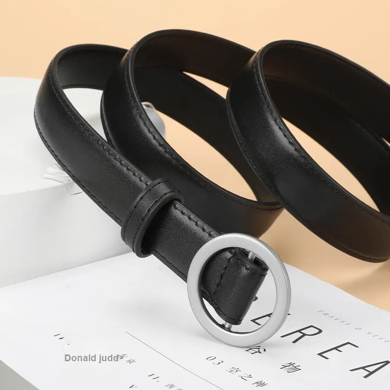 15 MINS Cow Leather Leather Belts Women's Width  2.4cm-2