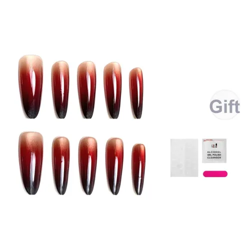JIABITU Вино Красный Съемный Стиль False Nail Овал Однотонный Smudge Новый китайский стиль 17mm