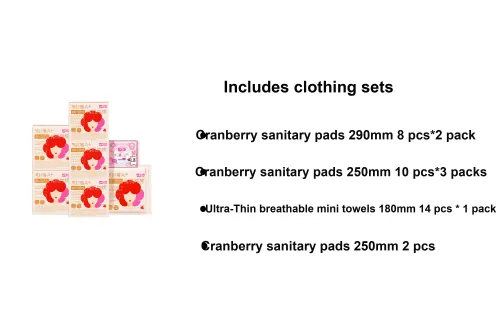 SPACE7 Органический 100% хлопок Клюква Одежда Комплекты Санитарные прокладки Дружественный к коже и Дышащий Семь предметов комплект