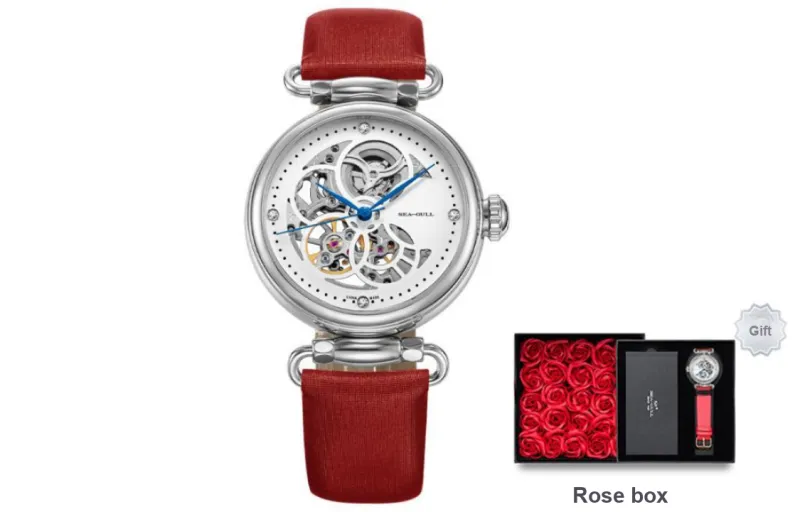 Sea Gull Frontier Time Goddess Automatic Mechanical Movement Spun Silk Strap Watch Women's Watch White Dial-1