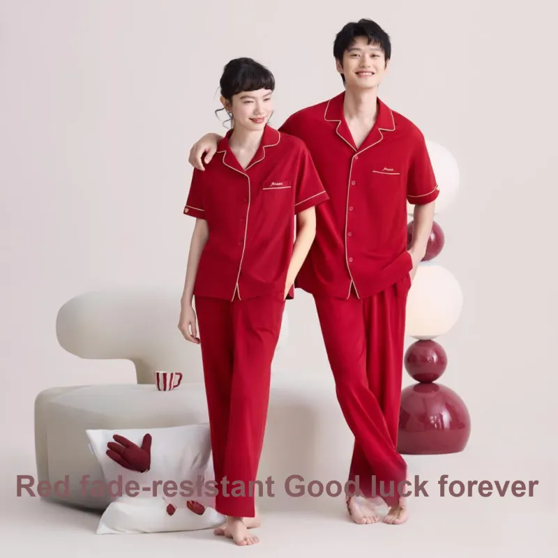 Red Beans At Home Pajama Set Women's Red-4
