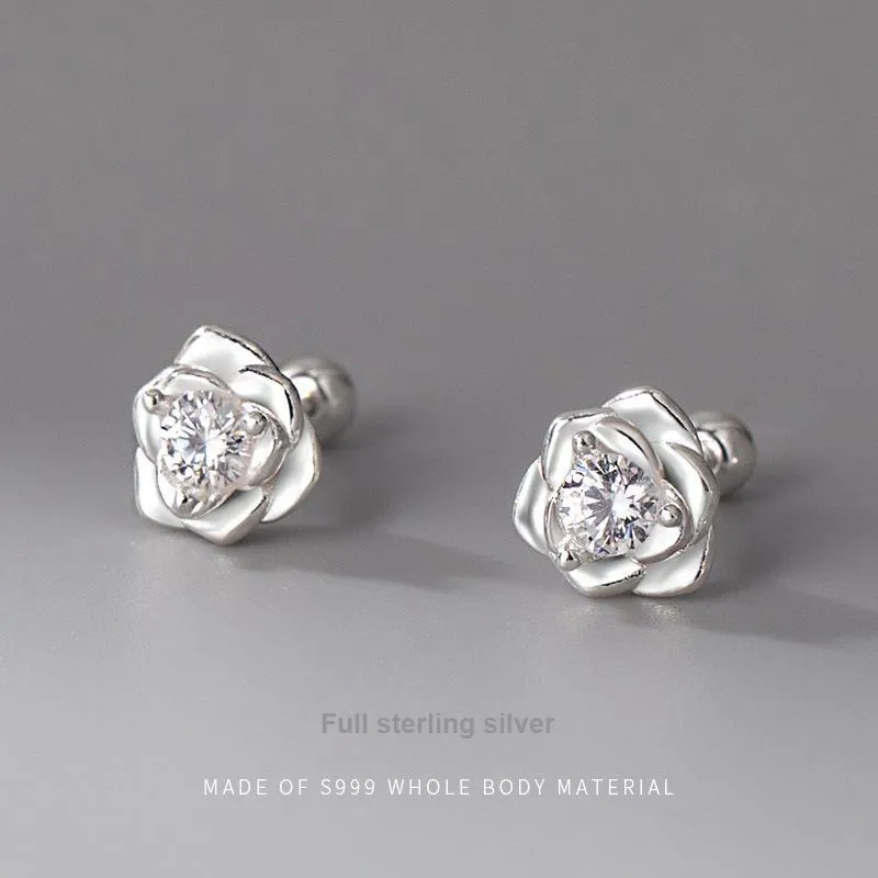 QUIET LOVE Sterling Silver Stud Earrings Women's-3