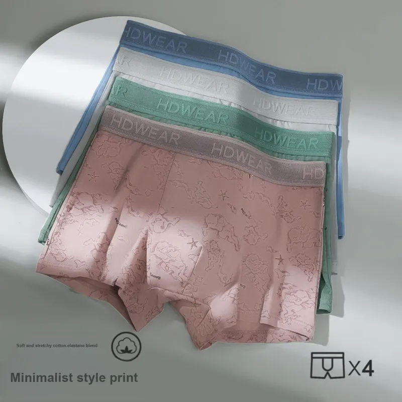 Red Bean Underpants Men's 4 Pack Mixed Color-3