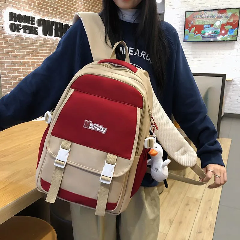 Deli Bear Nylon Backpack Regular Women's Black/Red/Khaki/Blue-1