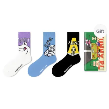 PL Mid Calf Socks Unisex Shopping Bag 3 Pack Mixed Color
