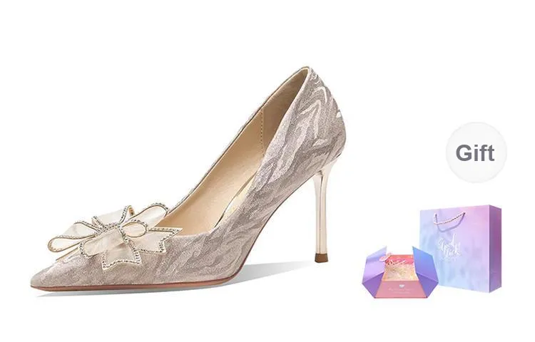 Ainer-cat Heart-Fluttering Lover Slim Heel High Heels 8cm Women's Silver-0