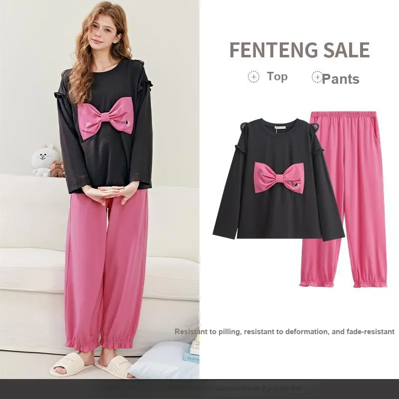 FENTENG Pajama Set Women's Vintage Gray-1