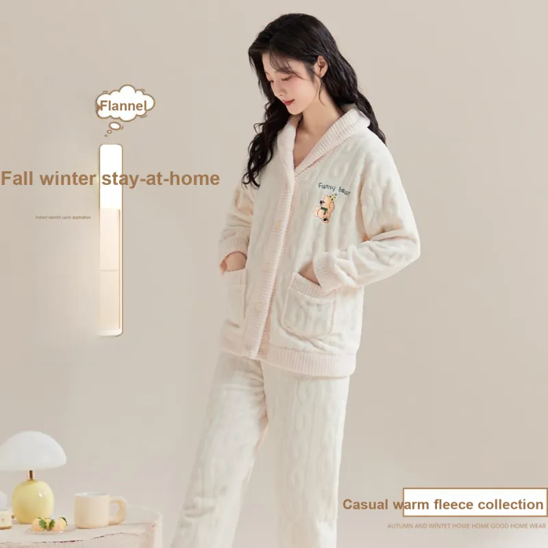 H YXIANG Pajama Set Women's Ecru-3