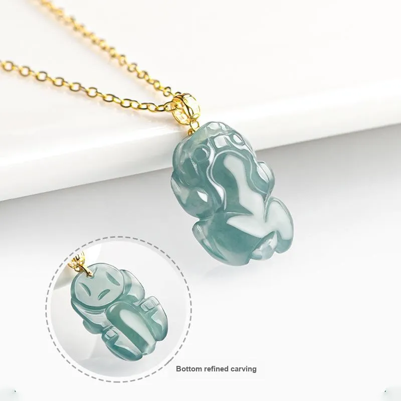 Long Fu Glutinous Jade Jadeite Necklaces Women's-4