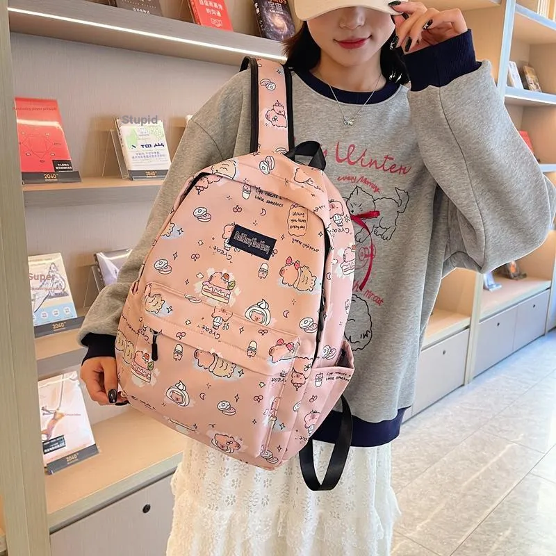 KAMLUI Nylon Backpack Women's White/Black/Pink/Khaki-22