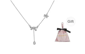 Wakfu 925 Sterling Silver Zircon Necklace Collarbone Chain Women's