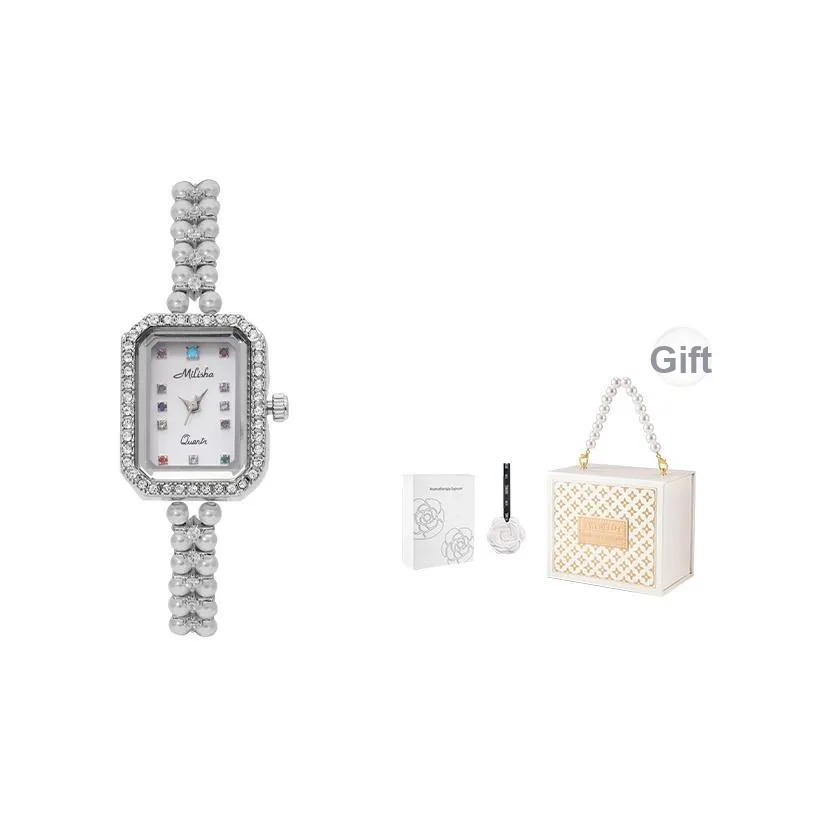 MISHALI Кварцевый механизм сплав ремешок женские часы белый циферблат