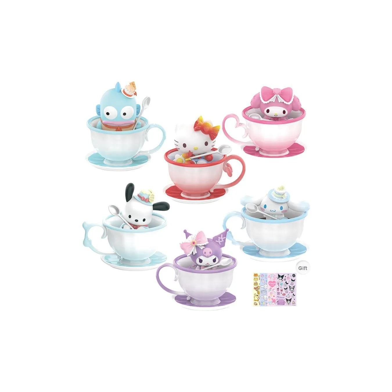 TOP TOY Санрио Чай Рекомендуемая чашка бюстгальтера Эльф Kuromi Hello Kitty Слепые коробки Один Mystery Коробка Целая коробка 6 шт