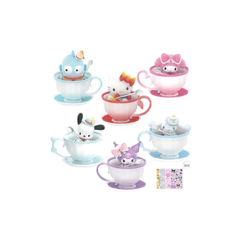 TOP TOY Санрио Чай Рекомендуемая чашка бюстгальтера Эльф Kuromi Hello Kitty Слепые коробки Один Mystery Коробка Целая коробка 6 шт