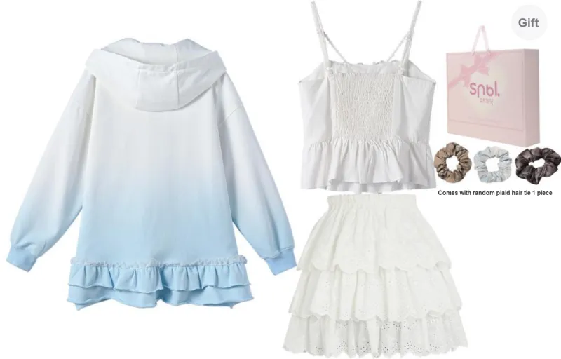 SNBL Skirt Set Women's Coat Lace Trim Version+Skirt+Camisole-1