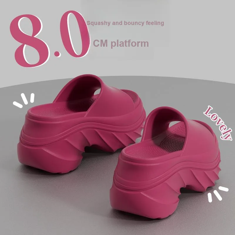 Warm Edge Platform Slippers For Women's Summer Fashion, Height Increasing, Indoor Slip on Shoes For Home Use-3