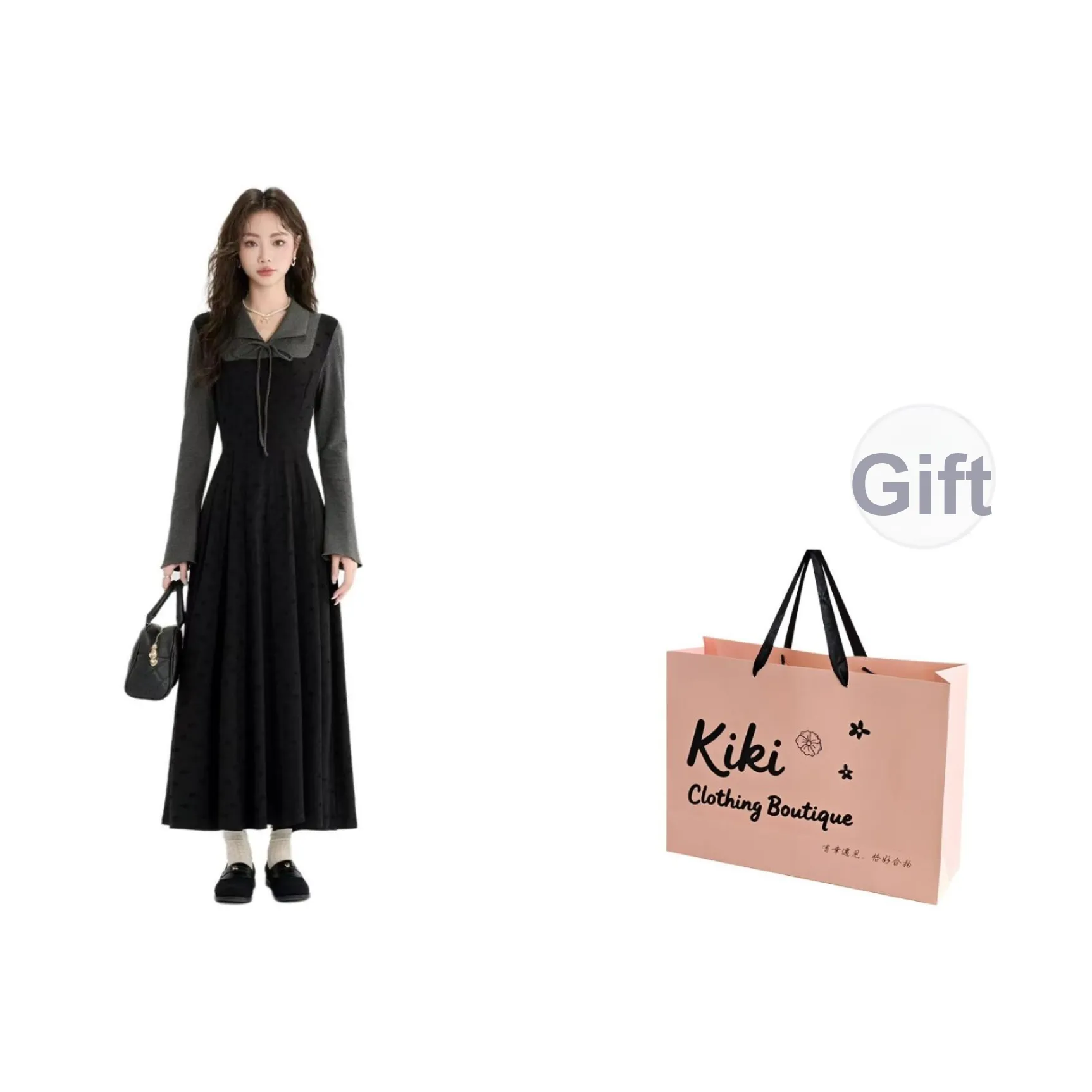 Kiki Clothing Boutique Длинное платье с длинными рукавами женское