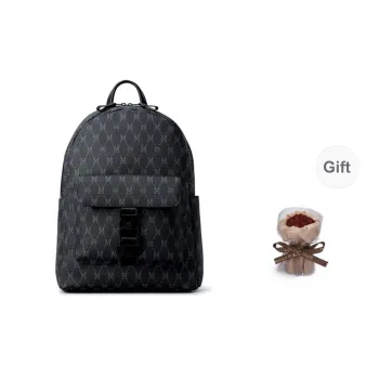 FION Artificial Leather Bonded Fabric Material Backpack Medium Size Men's Black