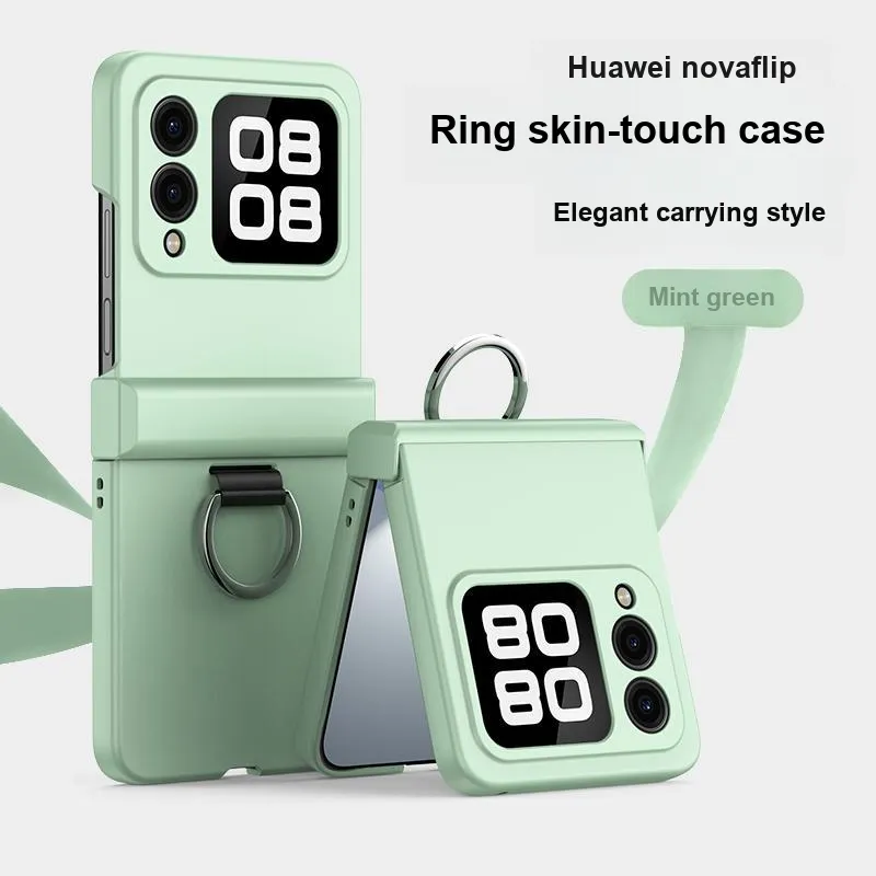 ZHUOJI PC Material New Skin Feel Portable Ring Phone Case Compatible Huawei Novaflip-15