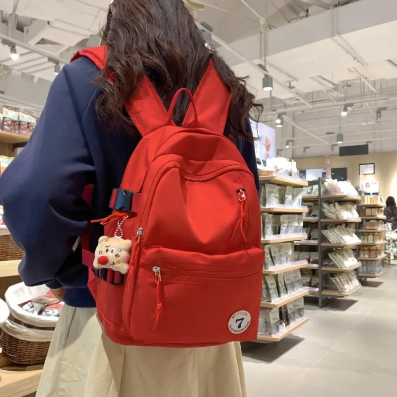 URBAN FOREST Nylon Backpack Unisex White/Black/Red/Pink/Brown-12