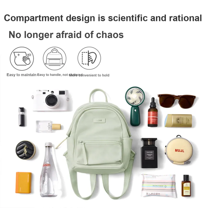 LEFF Water Repellent Fabric Backpack Women's Banxia Green/Classic Black/Dark Plum Sauce-3