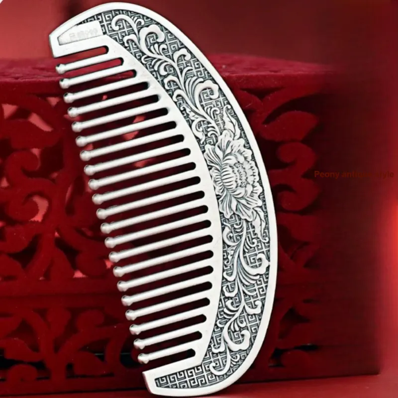 QINGFU 999 Fine Silver Semi Circular Comb For Scraping And Massaging Women's-38