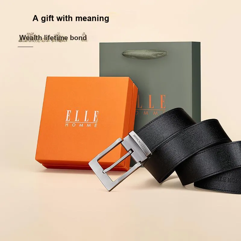 ELLE HOMME Top Grain Cow Leather Belts Men's Width 3.8cm-3