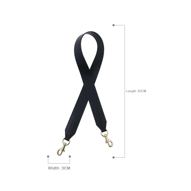 Cow Leather Bag Shoulder Strap Women's Black-1