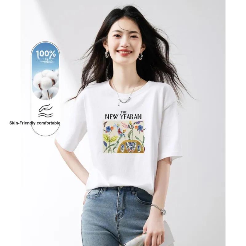 XINFEIYU T Shirts Women's White-3