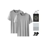 Crew Neck 2 Pack (Heather Gray+Heather Gray)+2 Pack Cotton Socks+Shopping Bag