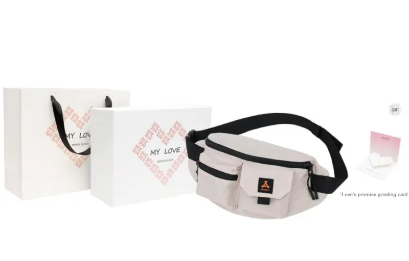 KONADCT Nylon Shoulder Bag, Fanny Pack, Crossbody Bag, Sling Bag Unisex Black/White-6