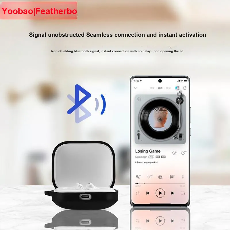 Yoobao Compatibility Red Beige Buds6 Silicone Active Impact Resistant With Hooks Headphone Cases-3