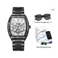 Black Case White Dial Steel Band[Comes with Fashion Sunglasses]