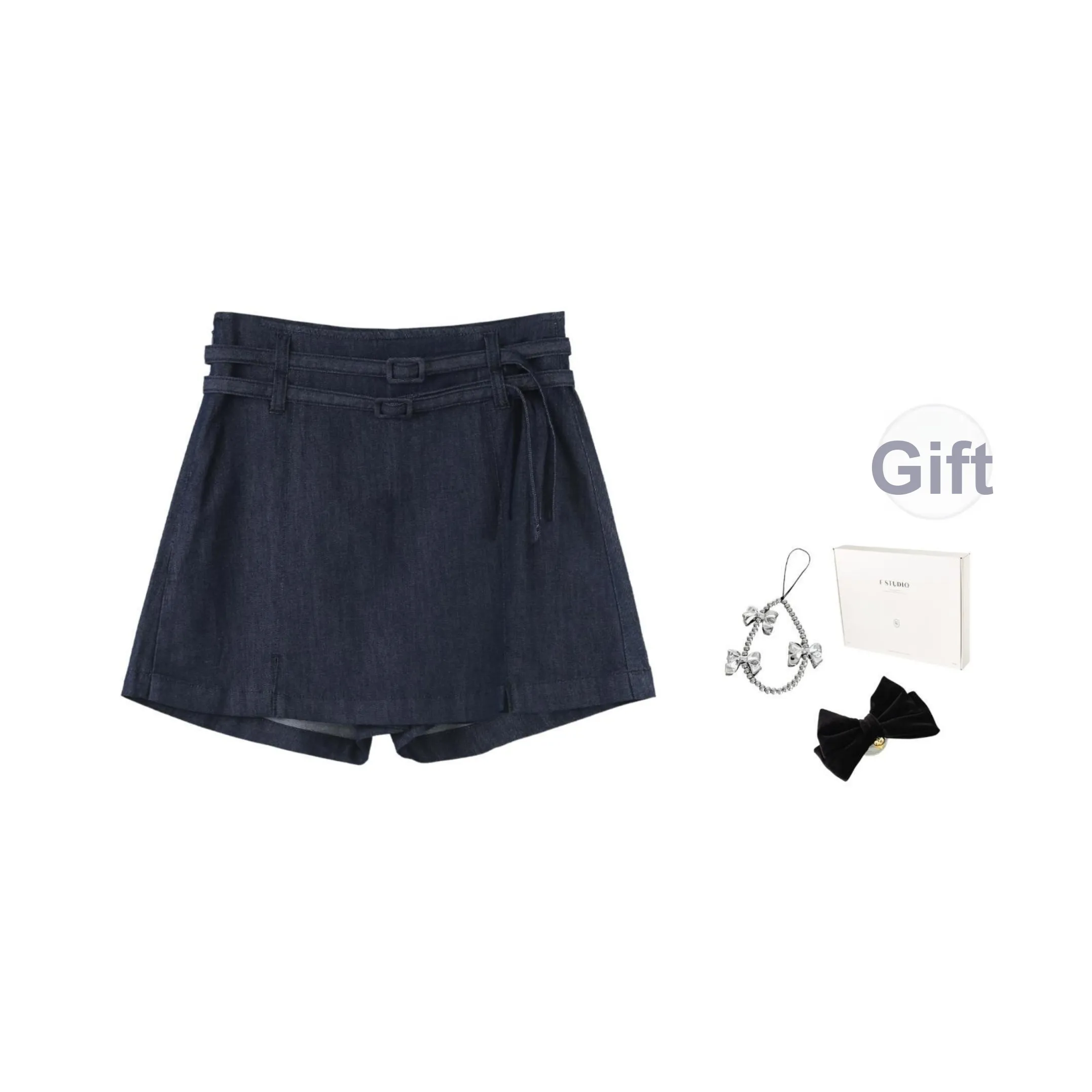 Fstudio Летний Корейский стиль Маленький HIGH RISE Утягивающий A-образный Повседневный Короткая Юбка Женская