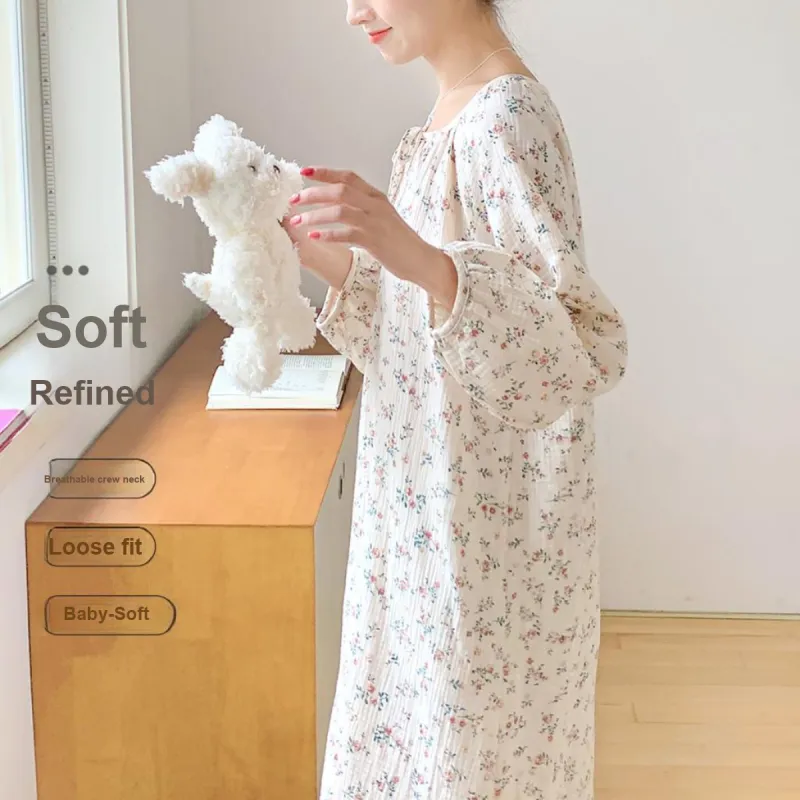 Yalu Nightgown Women's Custard Small Flower-3