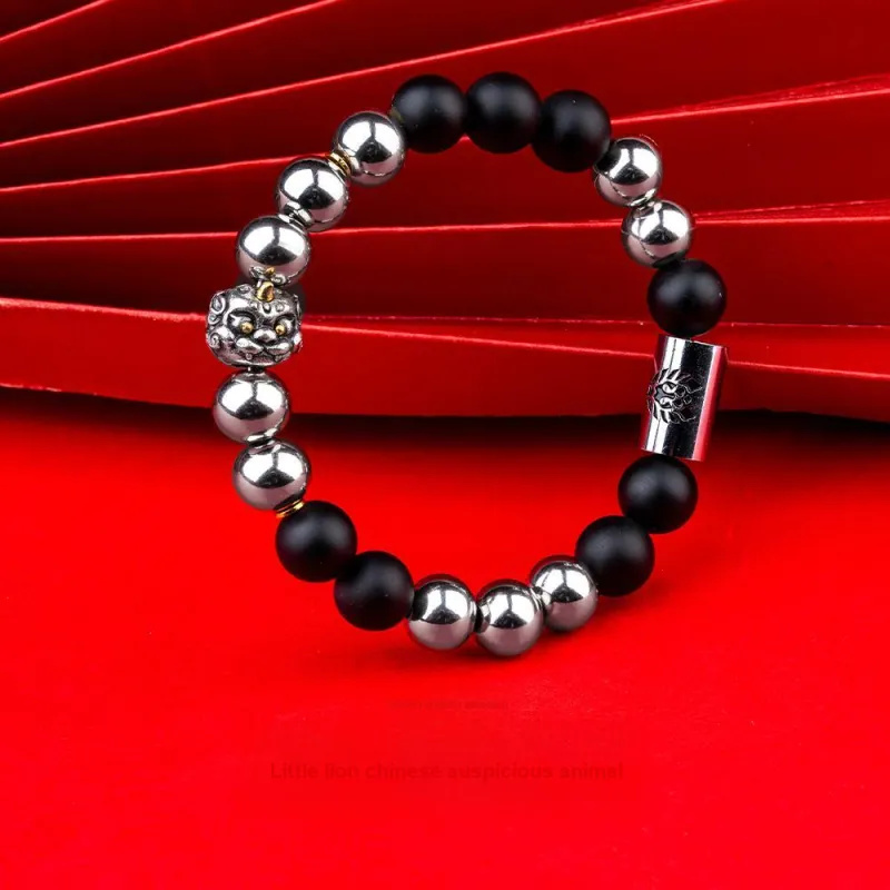 Rastaclat Agate Small Lion Chinese Style Beaded Bracelet Unisex-8