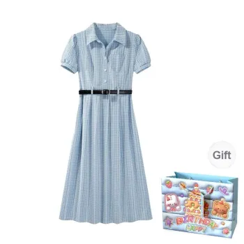 / Short Sleeved Dresses Women's Light Blue