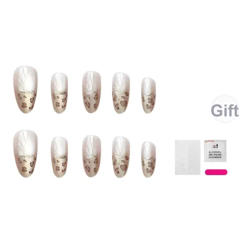 JIABITU Позолоченный Французский Леопардовый принт False Nail Овал Телесный Jump Цвет Стиль Инстаграм 14mm