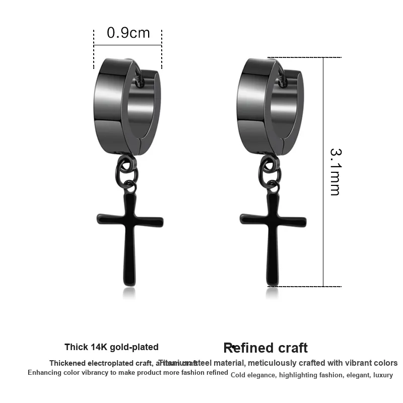DAIRUO Copper Clip On Earrings Men's-3