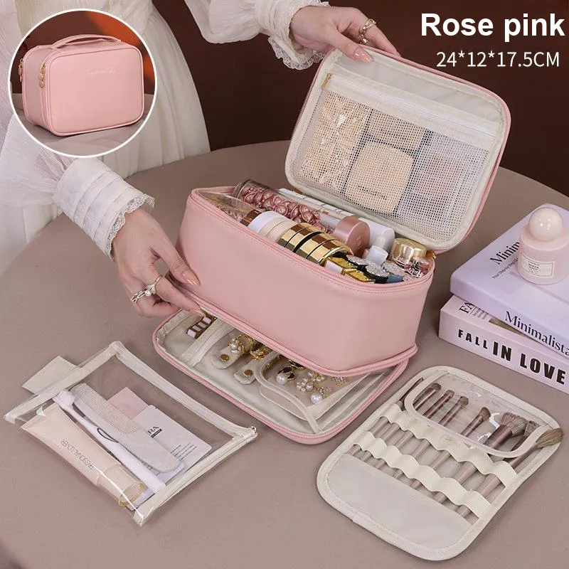 MUYAXUAN Niche Design Double Layer Portable Cosmetics Storage Bag-3