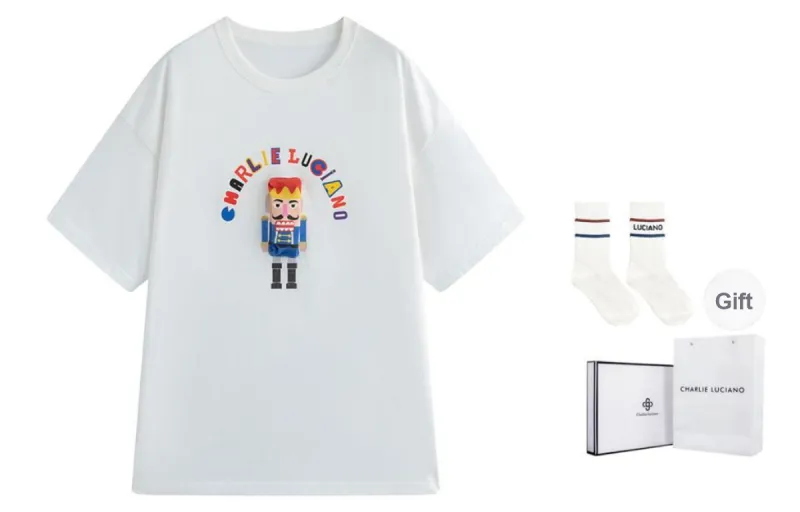 Charlie Luciano T Shirts Unisex White Box+Socks-0