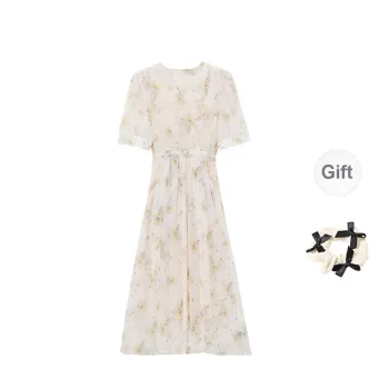 TORIGHT Short Sleeved Dress Women's Multicolor+Bowknot Hair Tie Comes With