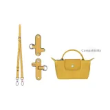 Yellow Silver-Tone Buckle (Longchamp Perforated Abrasion-Resistant Buckle+Shoulder Strap)