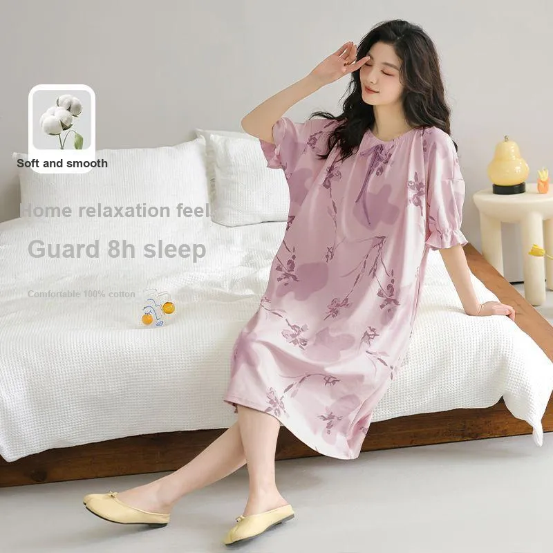 JINXU Nightgown Women's Light Lavender-3