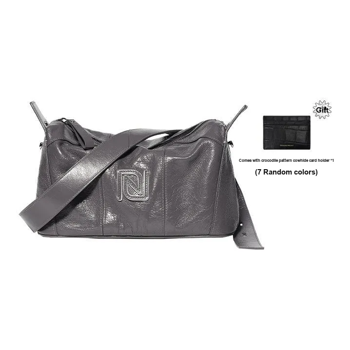 ROSA HERMOSO Oil Wax Stretch Top Grain Cow Leather Pillow Bag Crossbody Bag Unisex/Gender Neutral Unisex