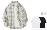 Blue Plaid (Comes with Brand Heavyweight T-Shirt)
