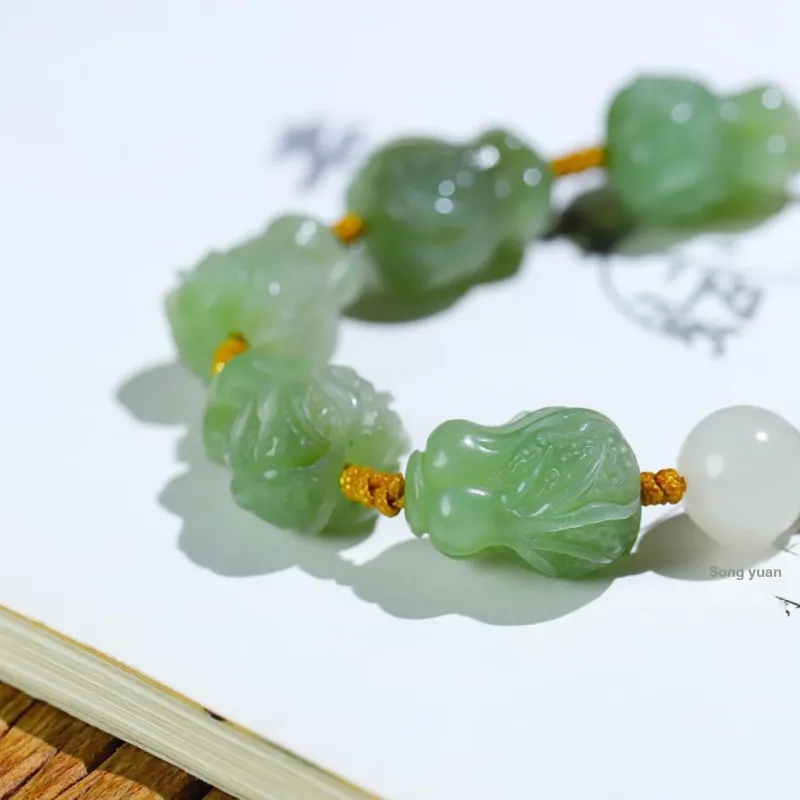 Jade Charm Yao Hetian Jade Bracelets White Jade/Pale Greenish White Jade Unisex-2